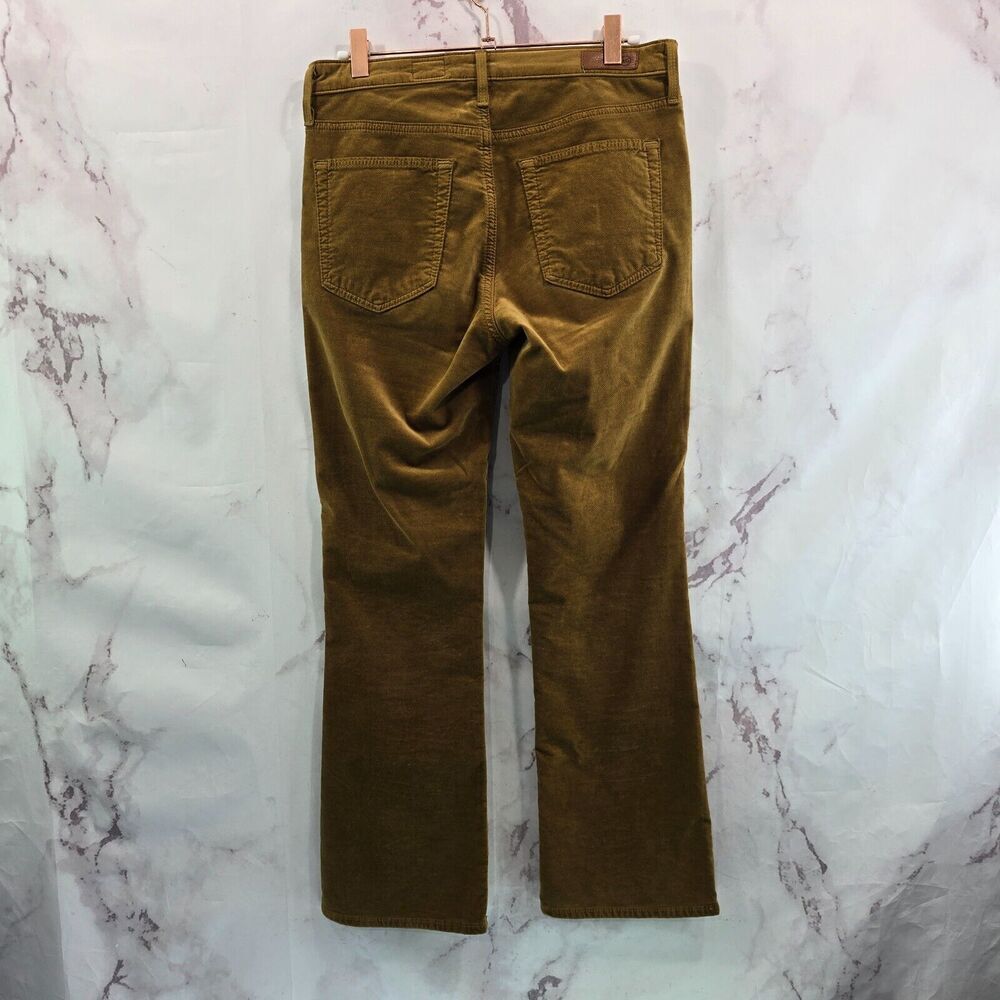 AG Adriano Goldschmied Pant Women 27 Gold Velvet Flare Jodi Crop High Rise Slim